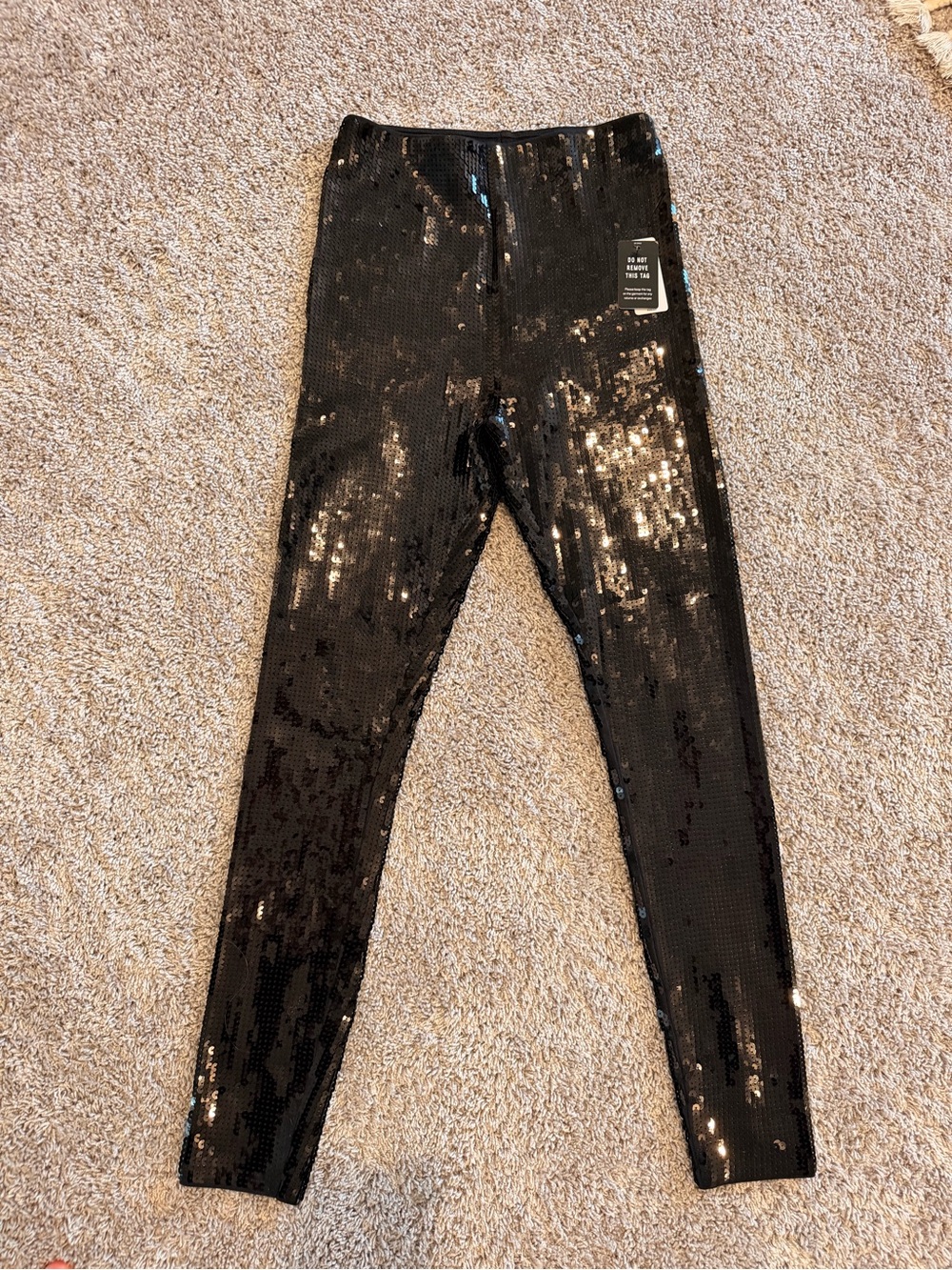 Express Black Sequin Leggings